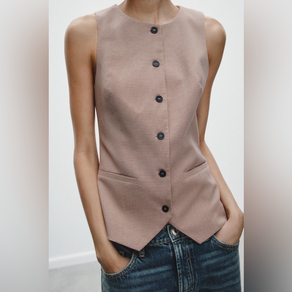 ZARA Sleeveless Button Front Vest – Size L